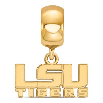 Louisiana State University Gold-Plated Sterling Silver Extra Small LSU Tigers Dangle Bead – view 3