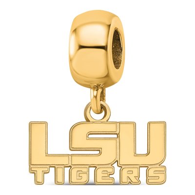 Louisiana State University Gold-Plated Sterling Silver Extra Small LSU Tigers Dangle Bead