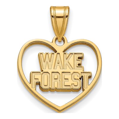 Wake Forest University Gold-Plated Sterling Silver Medium Deacon Heart Pendant