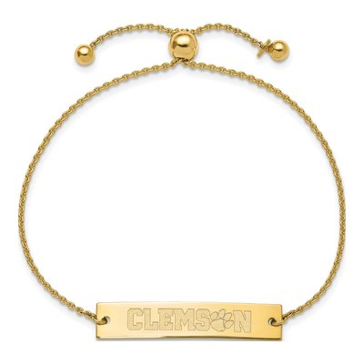 Clemson University Gold-Plated Sterling Silver Bar Bracelet – view 2