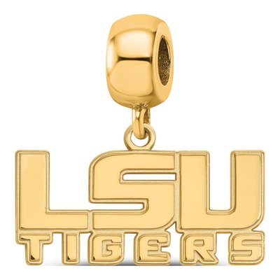 Louisiana State University Gold-Plated Sterling Silver Small LSU Tigers Dangle Bead