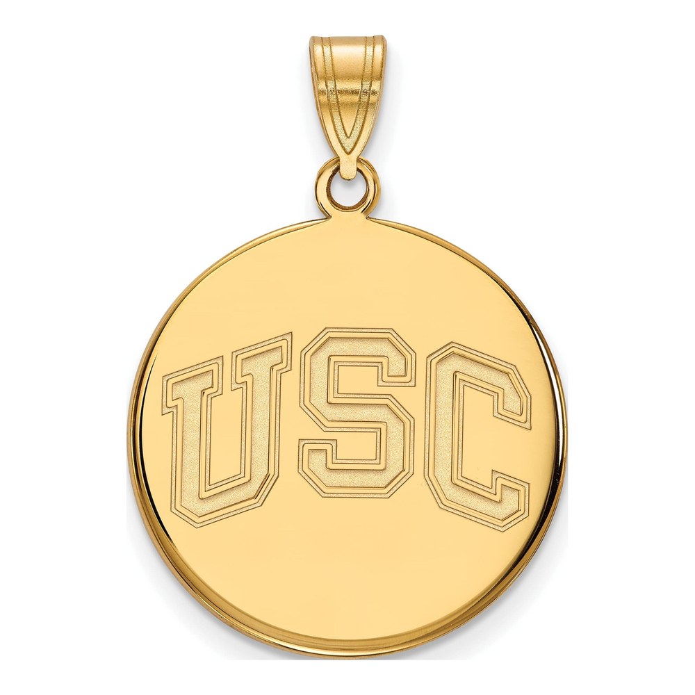 Sterling Silver Gold-Plated University Of Southern California U-S-C Large Disc Pendant