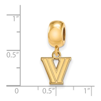 Villanova University Gold-Plated Sterling Silver Extra Small Letter V Dangle Bead – view 3