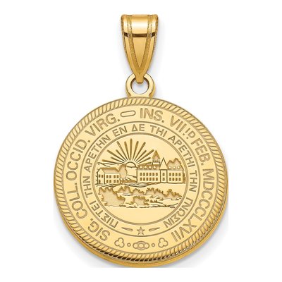 West Virginia University Gold-Plated Sterling Silver Large Crest Pendant
