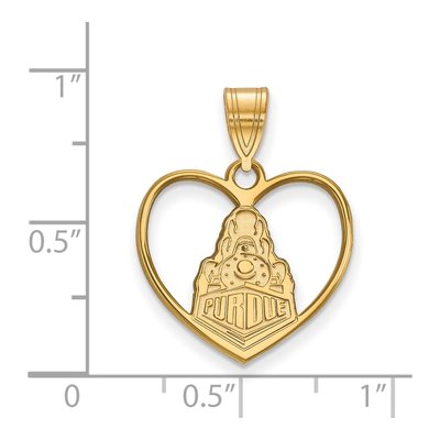 Purdue University Gold-Plated Sterling Silver Medium Boilermakers Heart Pendant – view 2