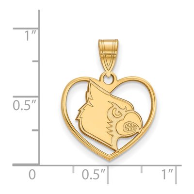 University of Louisville Gold-Plated Sterling Silver Medium Cardinal Heart Pendant – view 2