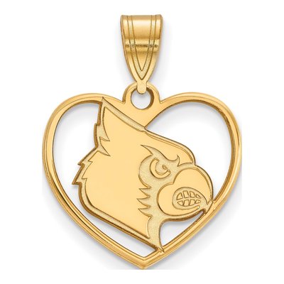 University of Louisville Gold-Plated Sterling Silver Medium Cardinal Heart Pendant