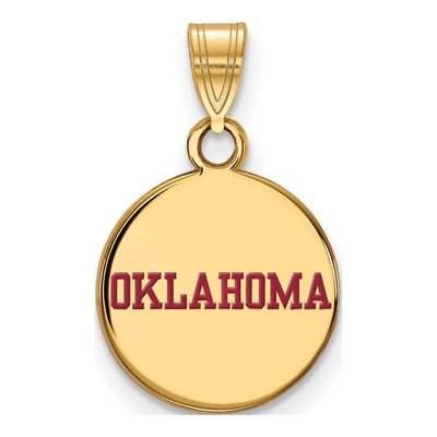 University of Oklahoma Gold-Plated Sterling Silver Small Enamel Disc Pendant