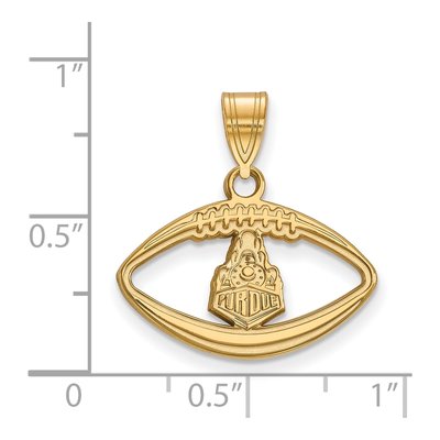 Purdue University Gold-Plated Sterling Silver Medium Boilermakers Football Pendant – view 2