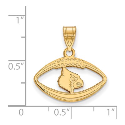 University of Louisville Gold-Plated Sterling Silver Medium Cardinal Football Pendant – view 2