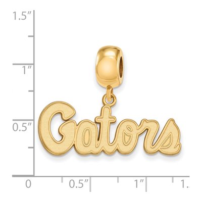 University of Florida Gold-Plated Sterling Silver Small Gators Script Dangle Bead – view 2