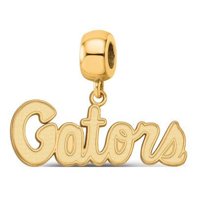 University of Florida Gold-Plated Sterling Silver Small Gators Script Dangle Bead