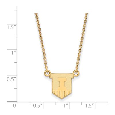 University of Illinois Gold-Plated Sterling Silver Small Fighting Illini Pendant Necklace – view 2
