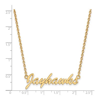 University of Kansas Gold-Plated Sterling Silver Medium Jayhawks Script Pendant Necklace – view 2