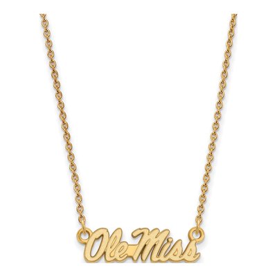 University of Mississippi Gold-Plated Sterling Silver Small Ole Miss Pendant Necklace