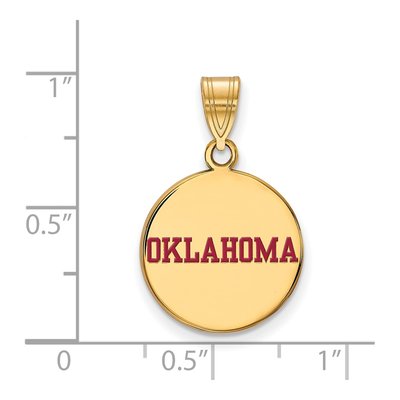 University of Oklahoma Gold-Plated Sterling Silver Medium Enameled Disc Pendant – view 2