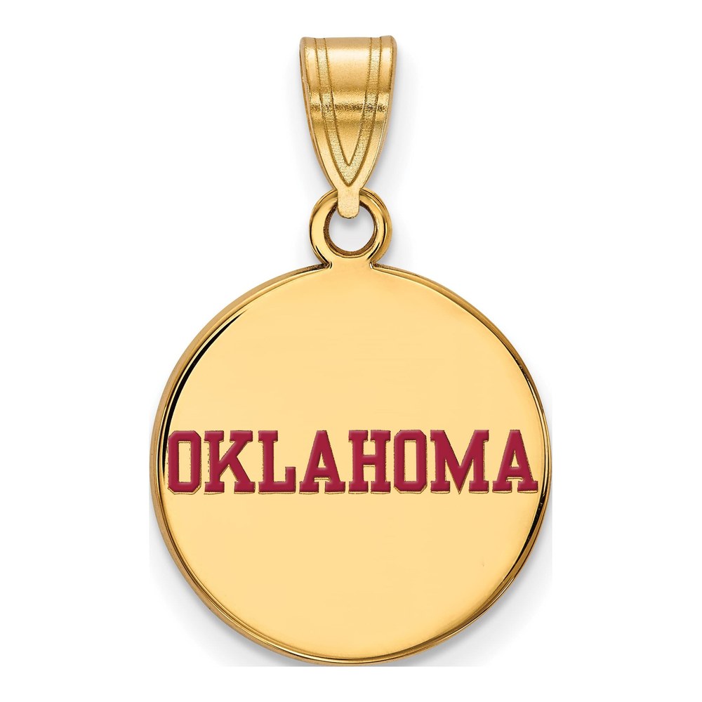 University of Oklahoma Gold-Plated Sterling Silver Medium Enameled Disc Pendant