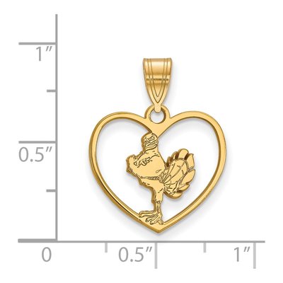 Virginia Tech Gold-Plated Sterling Silver Medium HokieBird Heart Pendant – view 2