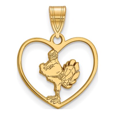 Virginia Tech Gold-Plated Sterling Silver Medium HokieBird Heart Pendant