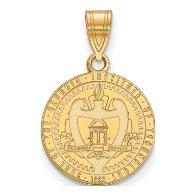 Georgia Institute of Technology Gold-Plated Sterling Silver Medium Tech Crest Pendant