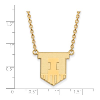 University of Illinois Gold-Plated Sterling Silver Large Victory Badge Necklace – view 2