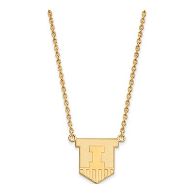 University of Illinois Gold-Plated Sterling Silver Large Victory Badge Necklace