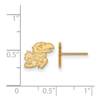 University of Kansas Gold-Plated Sterling Silver Jayhawk Extra Small Stud Earrings – view 2