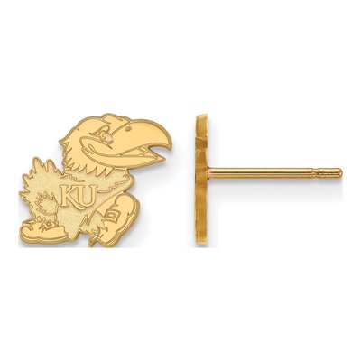 University of Kansas Gold-Plated Sterling Silver Jayhawk Extra Small Stud Earrings