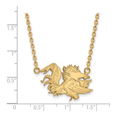 University of South Carolina Gold-Plated Sterling Silver Large Gamecocks Pendant Necklace – view 2