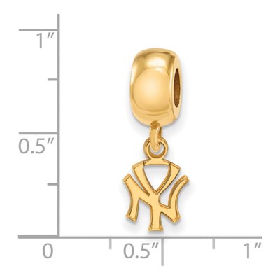 New York Yankees Gold-Plated Sterling Silver Extra Small N-Y Dangle Bead – view 3