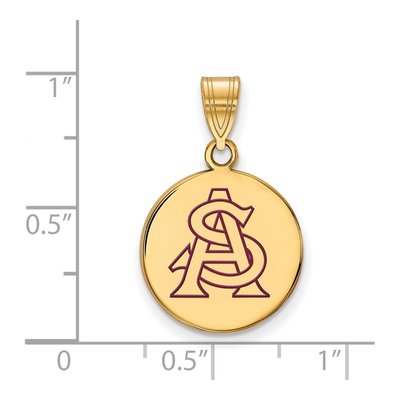 Arizona State University Gold-Plated Sterling Silver Medium Enameled Disc Pendant – view 2