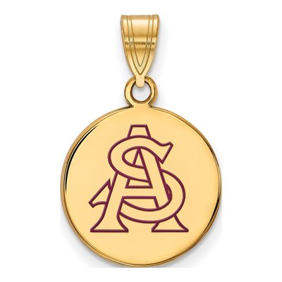 Arizona State University Gold-Plated Sterling Silver Medium Enameled Disc Pendant