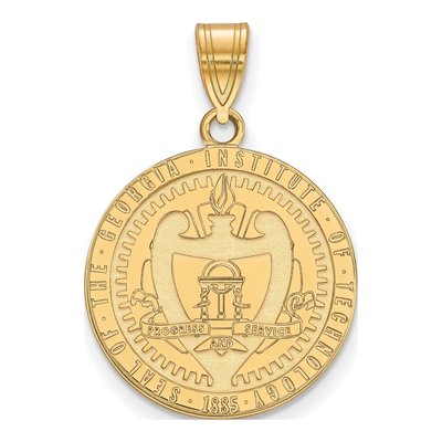 Georgia Institute of Technology Gold-Plated Sterling Silver Tech Large Crest Pendant