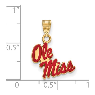 University of Mississippi Gold-Plated Sterling Silver Ole Miss Small Enameled Pendant – view 2