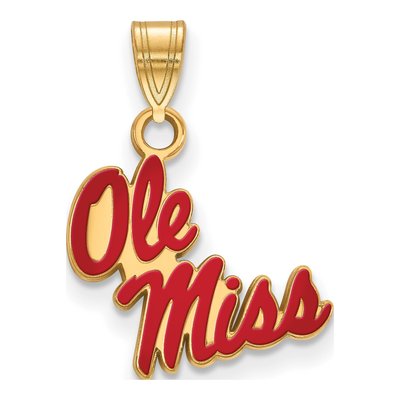 University of Mississippi Gold-Plated Sterling Silver Ole Miss Small Enameled Pendant
