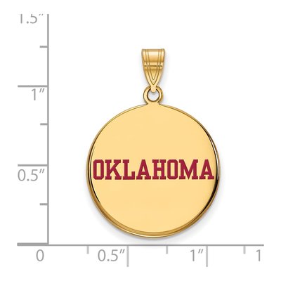 University of Oklahoma Gold-Plated Sterling Silver Large Disc Pendant – view 2