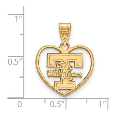 University of Tennessee Gold-Plated Sterling Silver Medium Vols Heart Pendant – view 2