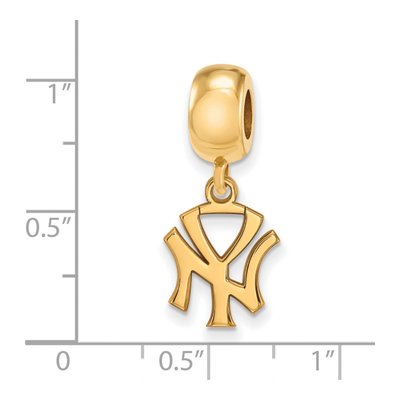 New York Yankees Gold-Plated Sterling Silver Small NY Dangle Bead – view 3