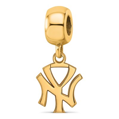 New York Yankees Gold-Plated Sterling Silver Small NY Dangle Bead