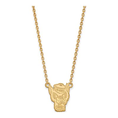 North Carolina State University Gold-Plated Sterling Silver Large NC Wolf Pendant Necklace