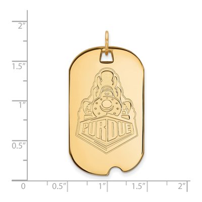 Purdue University Gold-Plated Sterling Silver Large Boilermakers Dog Tag Pendant – view 2