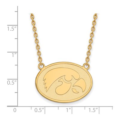 University of Iowa Gold-Plated Sterling Silver Large Hawk Pendant Necklace – view 2