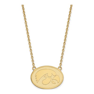 University of Iowa Gold-Plated Sterling Silver Large Hawk Pendant Necklace