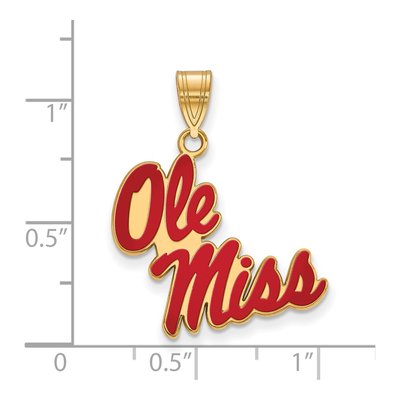 University of Mississippi Gold-Plated Sterling Silver Ole Miss Large Enameled Pendant – view 2