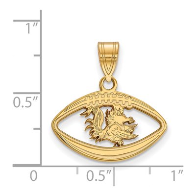 University of South Carolina Gold-Plated Sterling Silver Medium Gamecocks Football Pendant – view 2