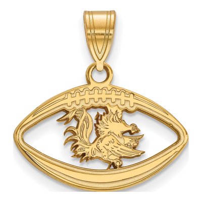 University of South Carolina Gold-Plated Sterling Silver Medium Gamecocks Football Pendant