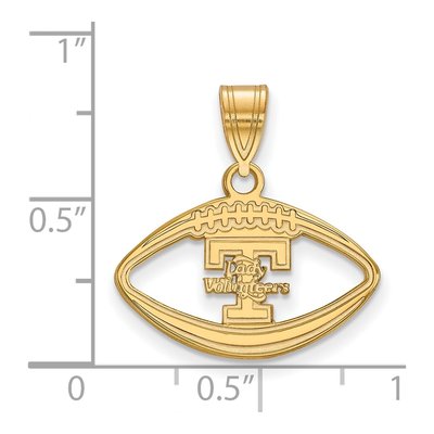 University of Tennessee Gold-Plated Sterling Silver Medium Vols Football Pendant – view 2