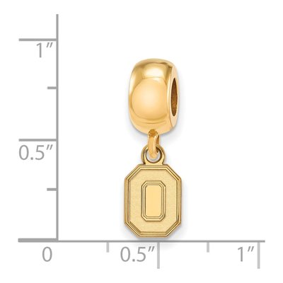 Ohio State University Gold-Plated Sterling Silver Extra Small Letter O Dangle Bead – view 4