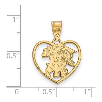 University of Kentucky Gold-Plated Sterling Silver Medium Wildcat Heart Pendant – view 2