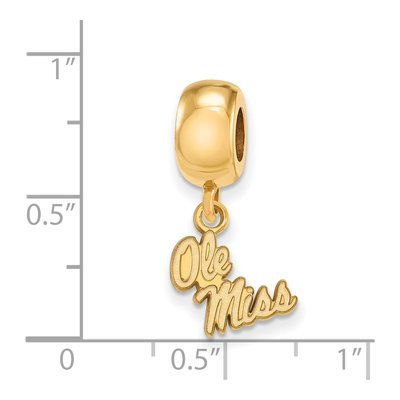 University of Mississippi Gold-Plated Sterling Silver Extra Small Ole Miss Dangle Bead – view 2